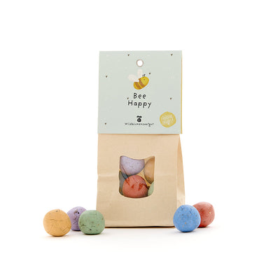 Bee Happy – Bunte Blumenmurmeln mit 8 Wildblumen-Saatkugeln