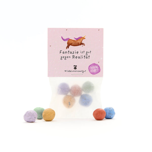 5 flower marbles in a bag 