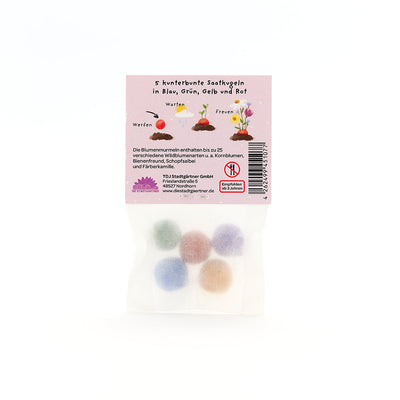 5 flower marbles in a bag 
