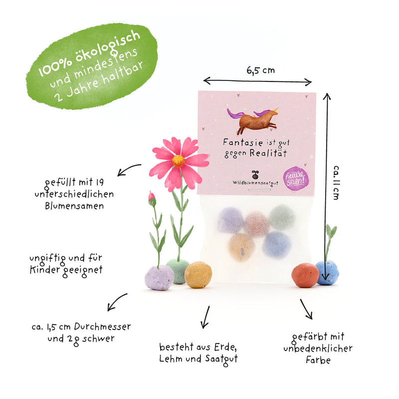 5 flower marbles in a bag "Fantasy is good against reality" — Ansicht 4