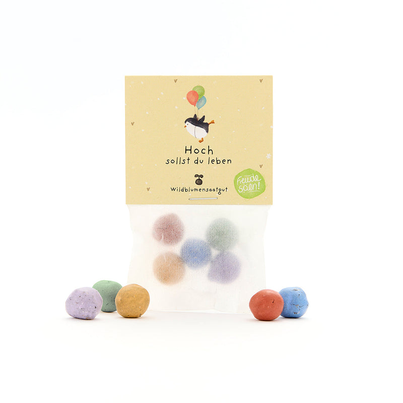 5 flower marbles in a "Happy Birthday" bag — Ansicht 2