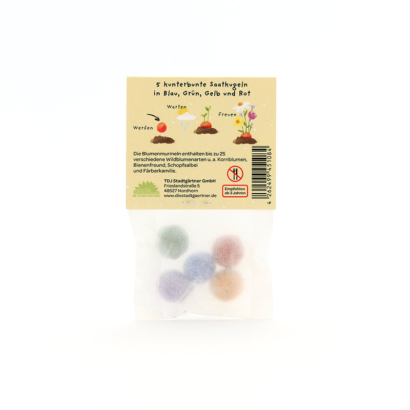5 flower marbles in a "Happy Birthday" bag — Ansicht 3