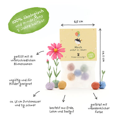 5 flower marbles in a 