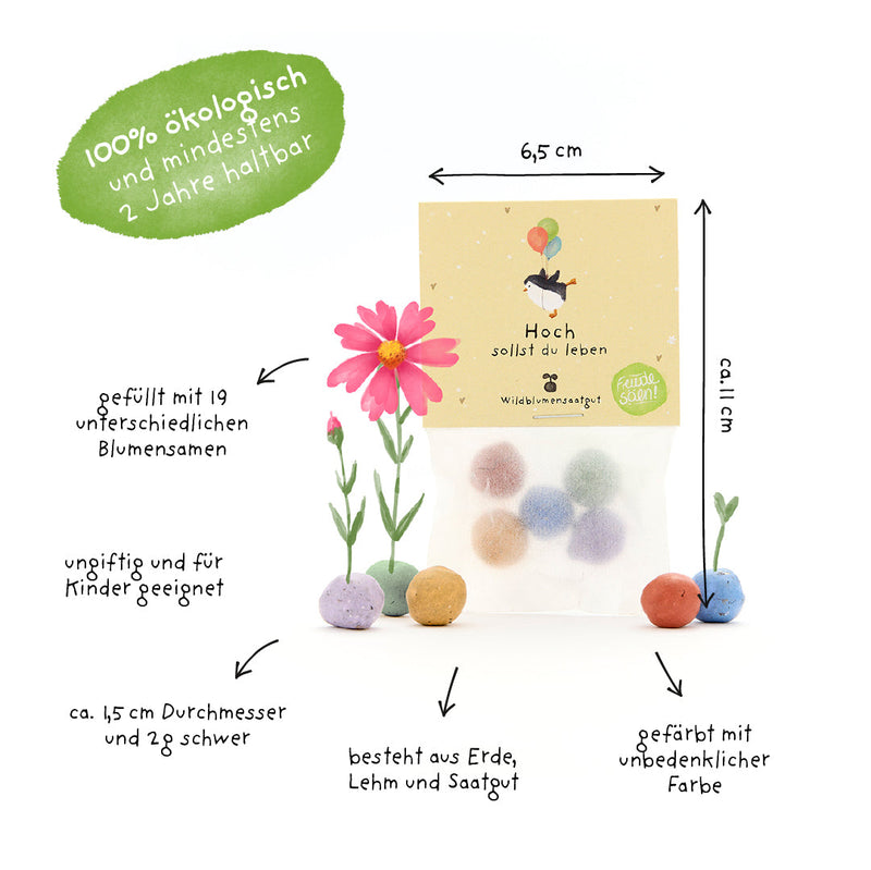 5 flower marbles in a "Happy Birthday" bag — Ansicht 4