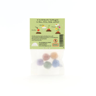 5 flower marbles in a 