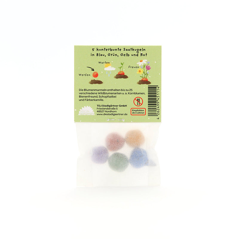 5 flower marbles in a "Goose-ly Thank You" pouch — Ansicht 3