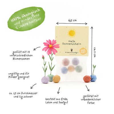5 flower seed balls in a 