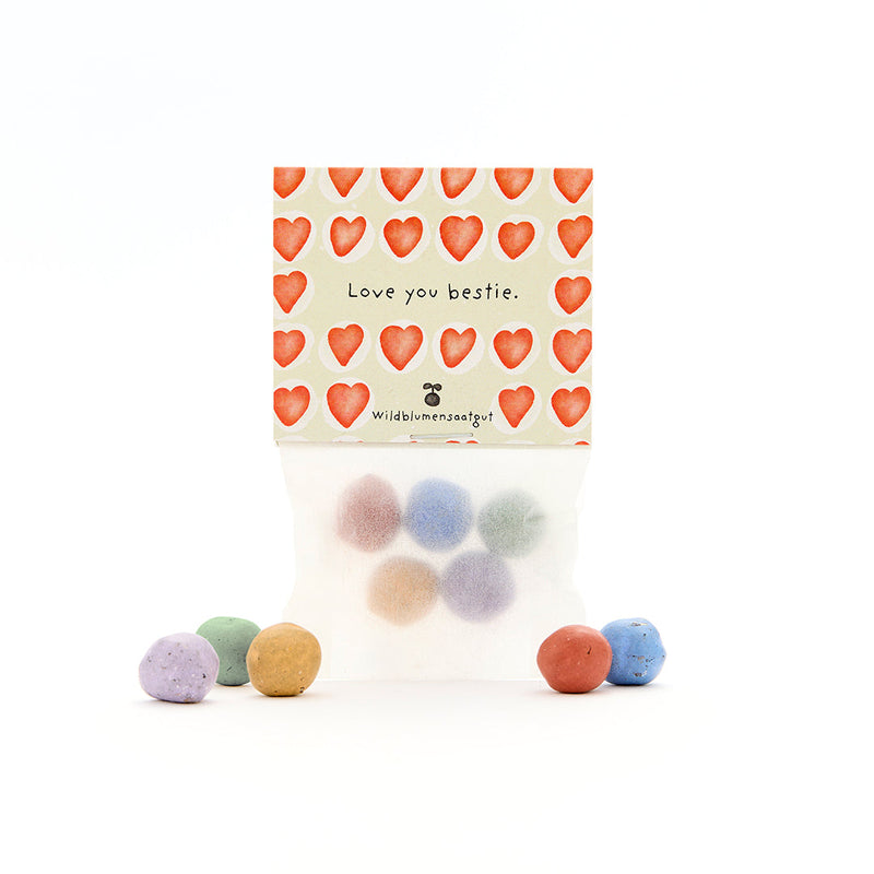 5 Flower Marbles "Love You Bestie" - Seed Marbles for Friends — Ansicht 2