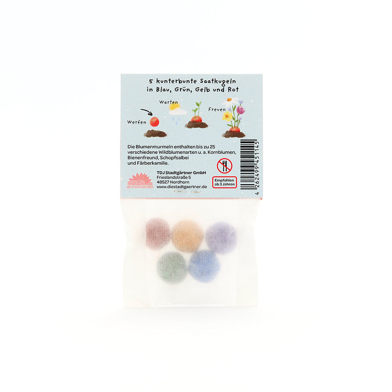 5 flower marbles in a "Yay" bag – seed bombs for gifting — Ansicht 3