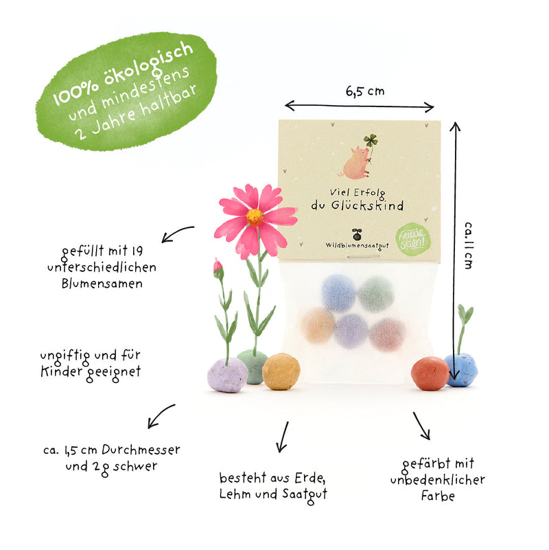 5 flower marbles in a "Good Luck" bag — Ansicht 4