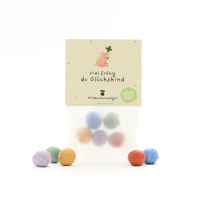 5 flower marbles in a "Good Luck" bag — Ansicht 2