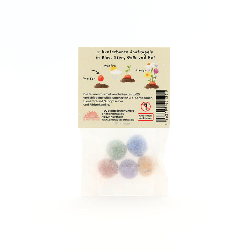 5 flower marbles in a "Good Luck" bag — Ansicht 3