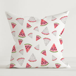 Dekokissen „Melonen“ 40×40 cm mit Wassermelonen‑Motiv – OEKO‑Tex Baumwolle, GOTS‑Farben, weich, hautfreundlich und fröhlich fürs Kinderzimmer
