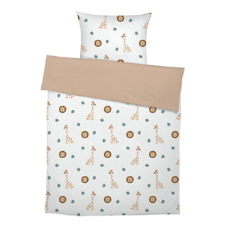 Giraffe und Löwe Premium Kinderbettwäsche – Handgemalt | OEKO‑Tex | Safari‑Träume