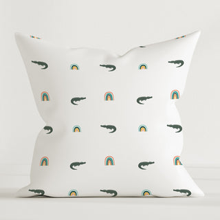 Leslis Krokodile Dekokissen 40×40 cm aus OEKO‑Tex Baumwolle – freundliche Dschungeltiere, hautfreundlich und langlebig
