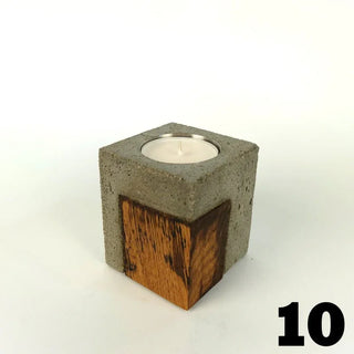 Fakö – Teelichthalter aus Beton & Holz | Edelstahl-Akzent | Modernes Design mit Charakter