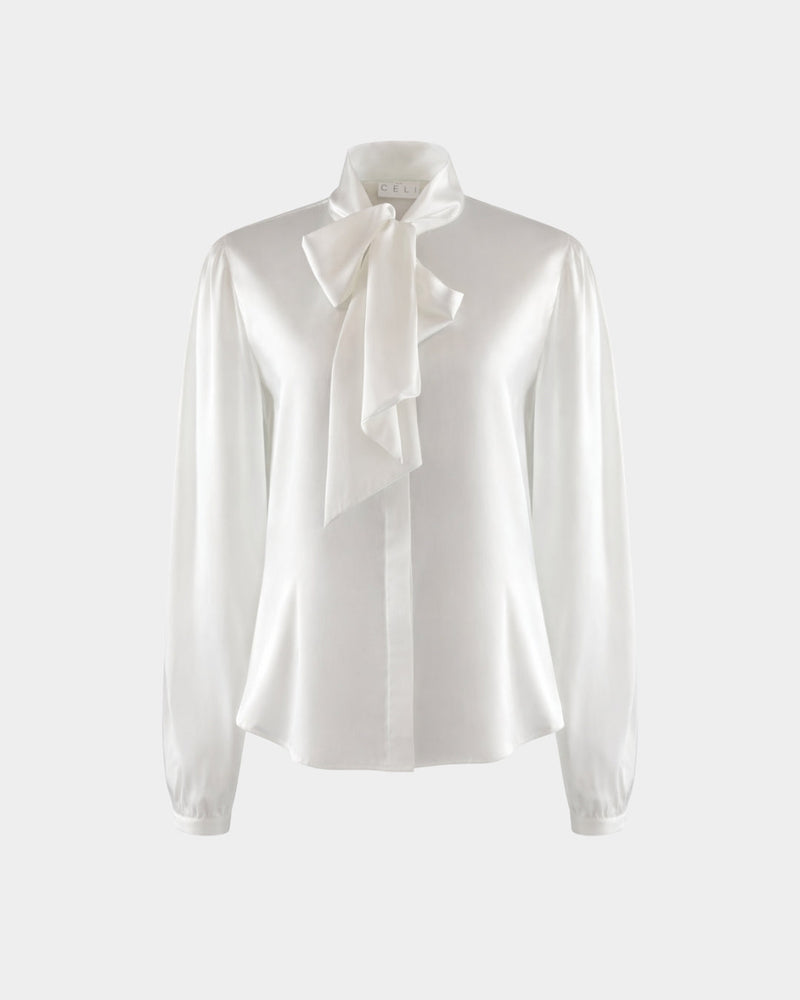 Bow-Tie-Bluse aus recyceltem PET-Polyester – elegant & nachhaltig — Ansicht 2