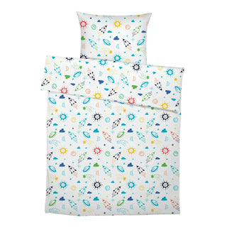 Kinderbettwäsche „Weltall“ – OEKO‑Tex Baumwolle | Musselin/Satin | Handgefertigt