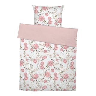 Vögel und Blumen Premium Kinderbettwäsche – Aquarellpoesie | OEKO‑Tex | Hautfreundlich