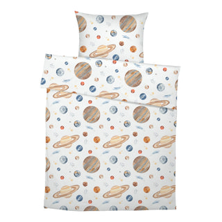 Planeten Premium Kinderbettwäsche – Handgemalt | OEKO‑Tex | Lernspaß