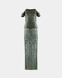 Sequin Peplum Dress – Long | Aline CELI — Ansicht 2