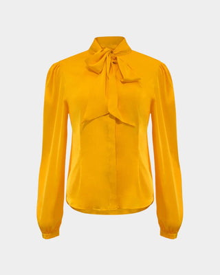 Bow-Tie-Bluse aus recyceltem PET-Polyester – nachhaltig | elegant | zeitlos