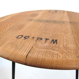 Couchtisch aus altem Weinfassdeckel Ø55cm "Valserrano" – Handgefertigt | Rustikal | Nachhaltig