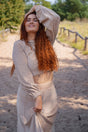 Marleen Crop Pullover Dune – Elegance & Comfort | Waist-length | Balloon Sleeves