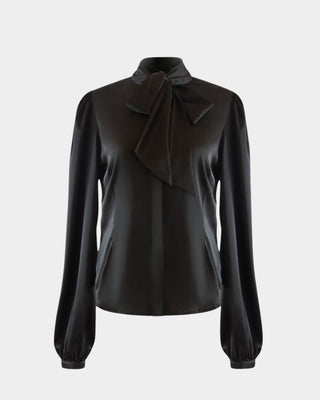 Bow-Tie-Bluse aus recyceltem PET-Polyester – elegant & nachhaltig