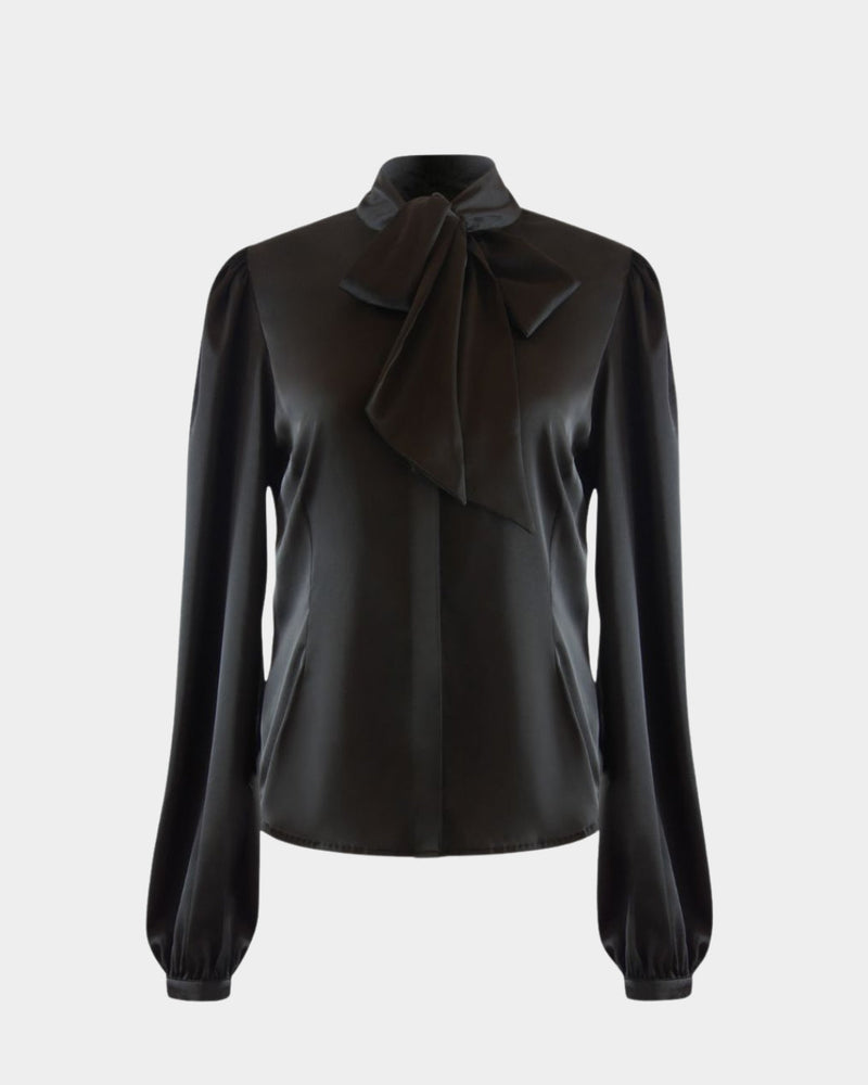 Bow-Tie-Bluse aus recyceltem PET-Polyester – elegant & nachhaltig — Aline CELI