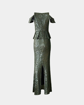 Peplum Kleid – Pailletten | Lang | ALINE CELI
