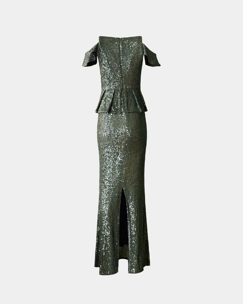 Sequin Peplum Dress – Long | Aline CELI — Ansicht 3