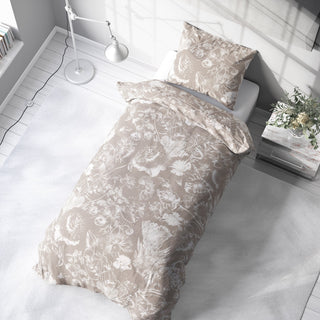 Leslis "Boho Blumen" Kinderbettwäsche – Musselin/Satin | OEKO‑TEX 100 | Boho in Beige & Weiß