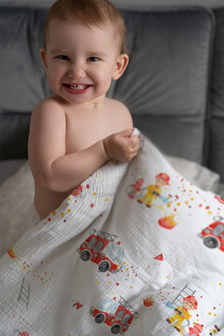 Leslis "Feuerwehr" Kinderbettwäsche – Musselin/Satin | OEKO‑TEX 100 | Kleine Helden