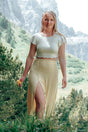 FARRAH Midiskirt mellow – High-waisted ribbed skirt with slit design