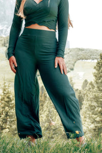 FARRAH Wide Leg Pants deep green – High Waist Wide Leg — Ansicht 4