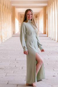 AILA Comfy Dress Mint – Elegantes Winterkleid LENZING™ Viskose Ballonärmel — Ansicht 1