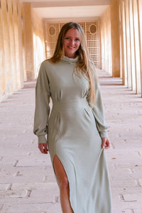 AILA Comfy Dress Mint – Elegant Winter Dress LENZING™ Viscose Balloon Sleeves — Ansicht 5