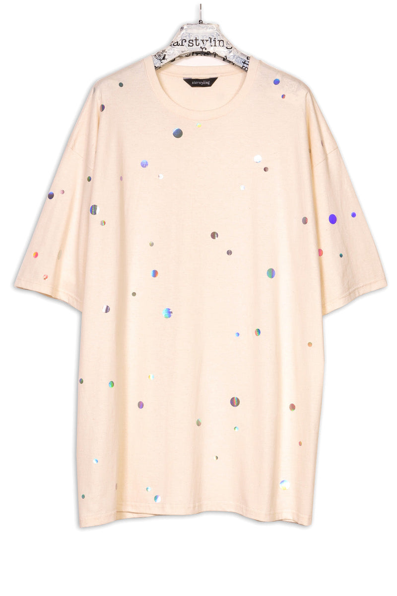 Starstyling Holo Dots Bigshirt – Holografische Punkte, Unisex Oversize — Ansicht 5