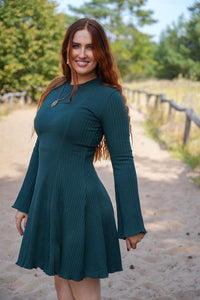 Lya dress bottle green – organic cotton, handmade in Germany — Ansicht 3