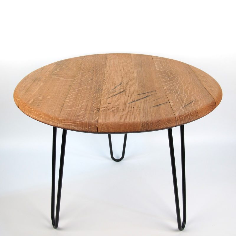 Wine Barrel Lid Coffee Table Ø55cm "AM-TP" Handmade Oak Wood — Handworkz