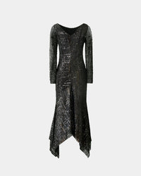 Noir Structure Dress – Asymmetric Sequin Tulle Made from Recycled Materials | Aline CELI — Ansicht 2
