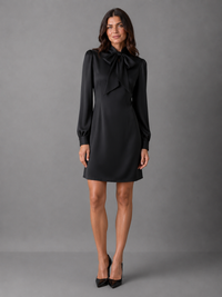 Dress Sustainable Fabric Bianca, recycled polyester, bow detail, EU production — Ansicht 1
