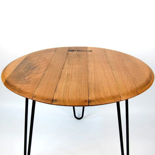 Couchtisch aus altem Weinfassdeckel Ø55cm "Quercus" – Handgefertigt | Rustikal | Nachhaltig