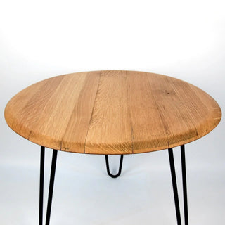 Couchtisch aus altem Weinfassdeckel Ø53cm schwarz "ohne Prägung" – Handgefertigt | Nachhaltig | Modern