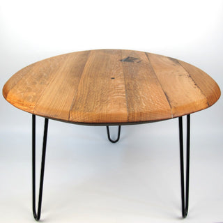 Whiskey Barrel Lid Coffee Table Ø66cm "Z" – Handmade, Rustic, Oak Wood