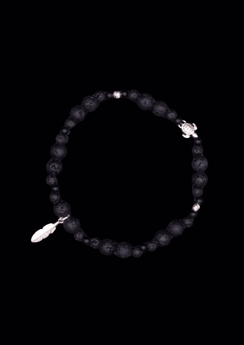 Tortuga Pearl Bracelet Lava & Onyx - Handmade Turtle Pendant — Soorbeet