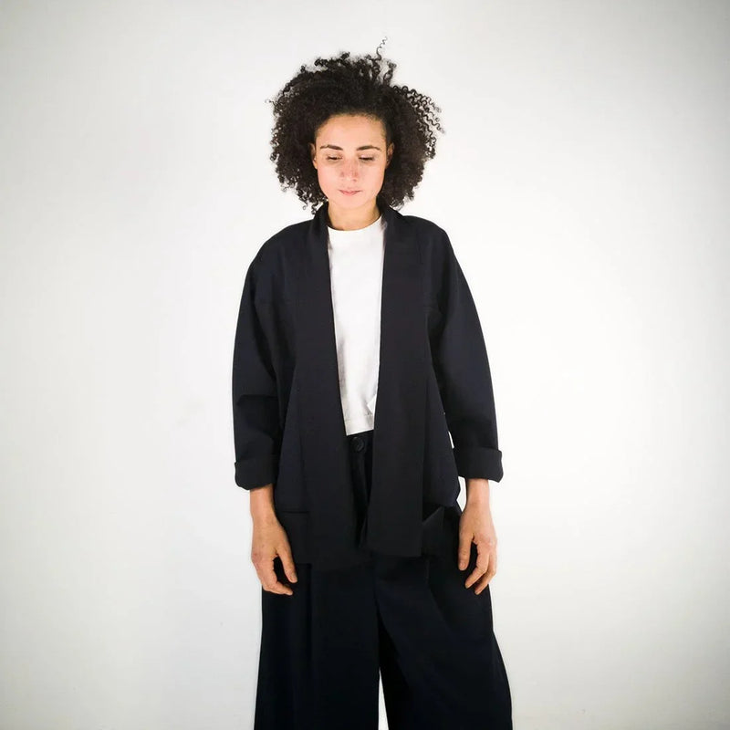 POLK BLUE Unisex Worker Jacket made from Deadstock Wool — KEIJN