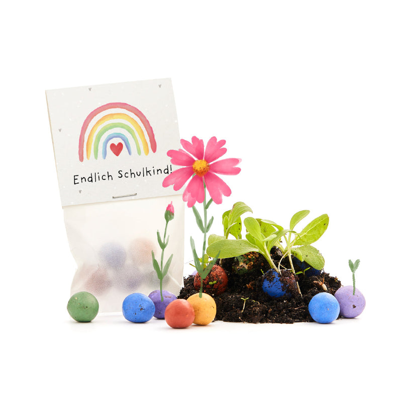 5 flower marbles in a bag for school enrollment "Finally a Schoolchild" — Ansicht 2