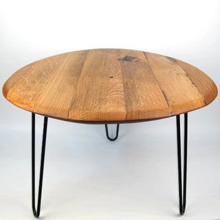 Couchtisch aus altem Whiskyfassdeckel Ø66cm "Z" – Handgefertigt | Rustikal | Nachhaltig